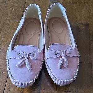 Pink Moccasins with Tassels and Flexible Soles
